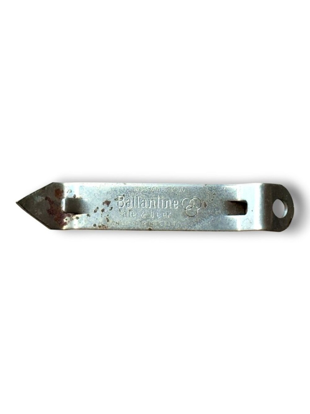 Vintage Ballantine Ale & Beer Vaughan USA Metal Bottle Opener Embossed Tri-Ring